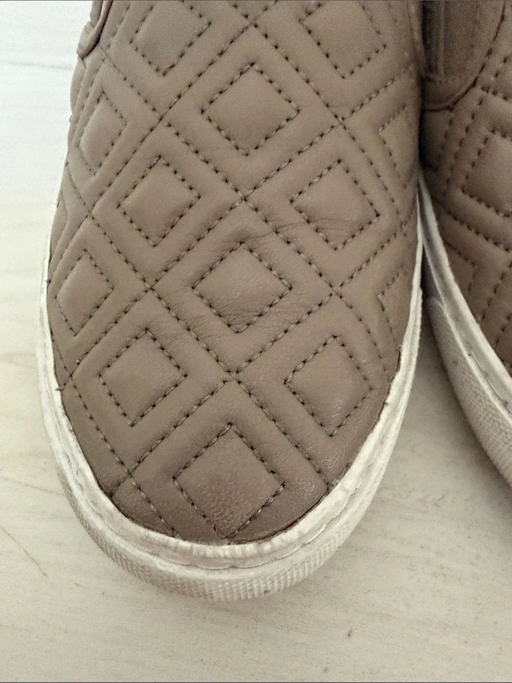 Tory Burch Quilted Slip-On leather Sneakers in Taupe 6 1/2